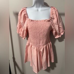 Elegant Pink Smocked Women's Top